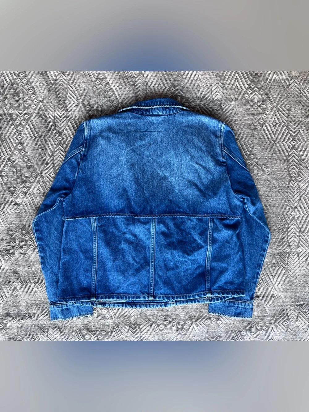 Michael Kors Denim Trench Jacket Women's Large Blue Double Breasted Jean Coat